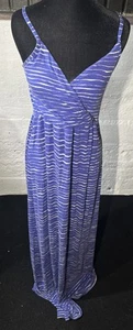 Gap Spaghetti strap, v-neck maxi dress Striped Blue And White XS - Picture 1 of 6