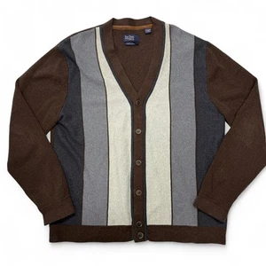 Nat Nast Cardigan Luxury Originals Uomo Grande Mogano Combo Misto Lana Merino - Foto 1 di 11