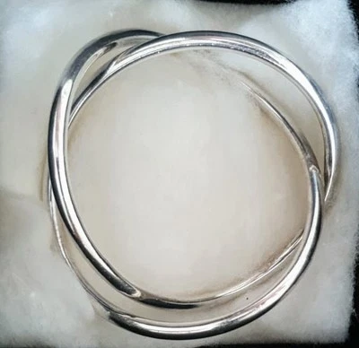 Raro Bracciale Modernista Argento Sterling 925 Design Hans Hansen 1970's - Immagine 1 di 4