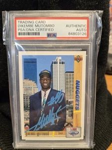 1991-92 Upper Deck Rookie Card Dikembe Mutombo Signed Autograph PSA Auto cert - Picture 1 of 2