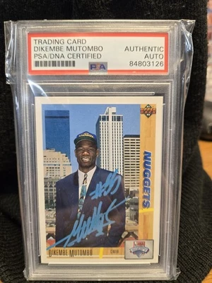 1991-92 Upper Deck Rookie Card Dikembe Mutombo Signed Autograph PSA Auto cert - Image 1 of 2