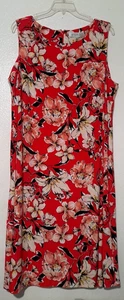 Kasper Plus Floral Sleeveless Dress, Black/Coral NEW w/ tags Size 2X Plus - Picture 1 of 13