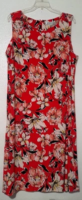 Kasper Plus Floral Sleeveless Dress, Black/Coral NEW w/ tags Size 2X Plus - Image 1 of 4