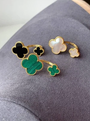 Anillo de plata pura 925 ónix verde negro y perla mujer joyería regalo oro 18k pulido Foto 1 de 4