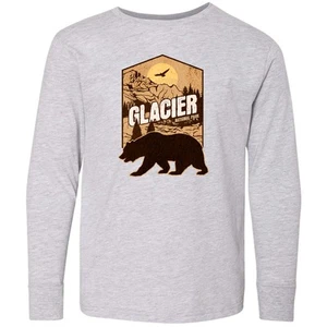 Inktastic Glacier National Park Vacation Youth Long Sleeve T-Shirt Nature Travel - Picture 1 of 3