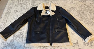 Miss London Black Label Cozy Shearling Flieger Kunstleder Jacke Damen Gr. XL - Bild 1 von 10