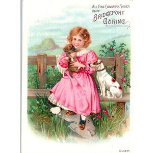 Bridgeport Elastic Web Co. CT E. Sterling Puppies c1880 Victorian Trade Card AE2 - Picture 1 of 2