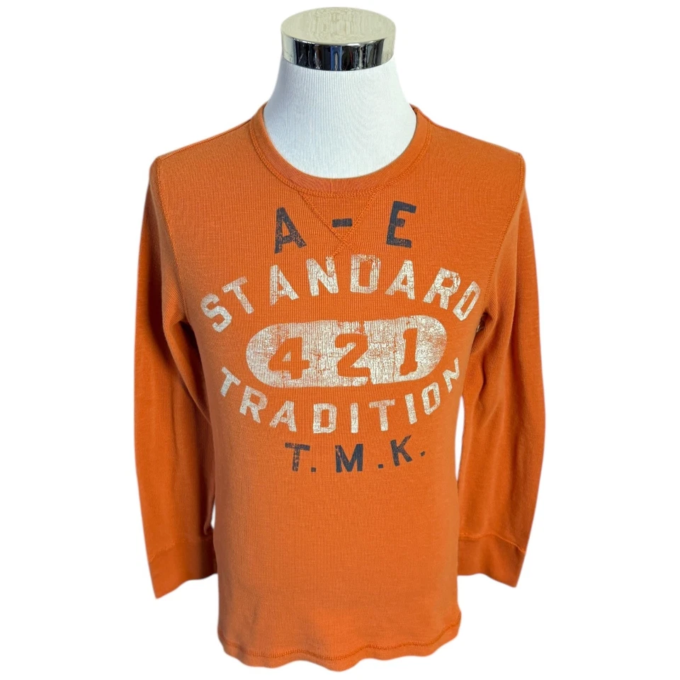 Camisa Gofre Térmica American Eagle Outfitters Para Hombre Talla Mediana M Naranja Foto 1 de 4