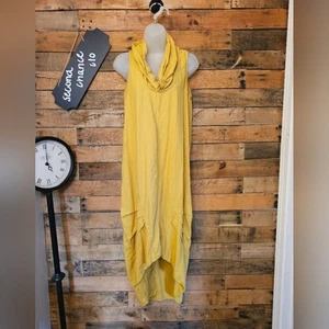Abito Cynthia Rowley giallo senape misto lino collo alto basso taglia S - Foto 1 di 9