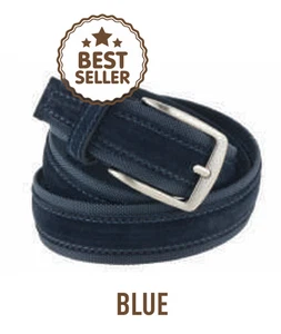 High Fashion italienischer handgefertigter blauer Canvas/blauer Wildledergürtel für Männer - Bild 1 von 2