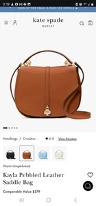 Kate Spade New York Kayla Pebbled Leather Saddle Bag In warm gingerbread - Picture 1 of 14