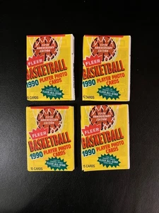 CUATRO PAQUETES DE CERA DE BALONCESTO FLEER 1990 SIN ABRIR - Imagen 1 de 2