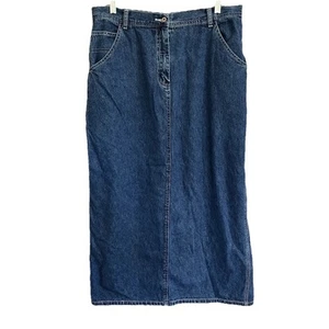 Faded Glory Carpenter Denim Skirt Jeans 100% Cotton Size 16 Long Slit Modest - Picture 1 of 18