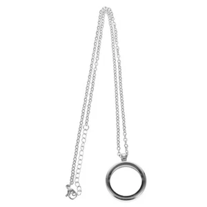 Stainless Steel Pendant Bride Miss Clear Glass Floating Locket Necklace - Picture 1 of 12
