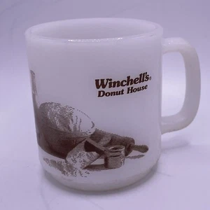 Winchell's Donut House 8 Oz Coffee Mug Cup White Glasbake Milk Glass Vintage 70s - Picture 1 of 5