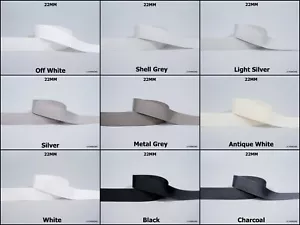 5yds ~~ 22mm White Black Silver Charcoal Grey Grosgrain Ribbon 9 COLOURS U PICK - Picture 1 of 11