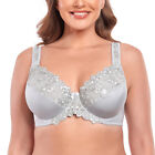 Women's Full Coverage Floral Underwire Non Padded Lace Bra Plus Size Lingerie
