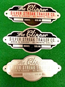 Silver Streak Clipper or Sabre Vintage Trailer Data Plate 1940s - 50s CHOICE - Foto 1 di 6