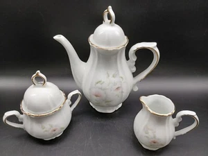 Winrose Collection Hand Decorated USA Pink Floral Teapot Creamer & Sugar Tea Set - Picture 1 of 6