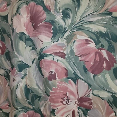 12+ Total Yds Pink Green Tan Floral 56" wide Mill Creek Drapery Fabric 5¾ & 6½yd - Image 1 of 4