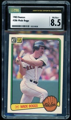 WADE BOGGS 1983 Donruss #586 Boston Red Sox Rookie RC Hall of Fame CSG 8.5 NM/MT - Image 1 of 2