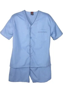 Hanes Big & Tall Short Sleeves, Shorts w/Button Closure Pajamas, 5XL, Med. Blue - Picture 1 of 5