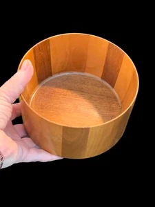 Vtg Dee Nielsen Signed Staved TEAK Wood Bowl OOAK Danish Modern Thin Wall 3x6 - Picture 1 of 15