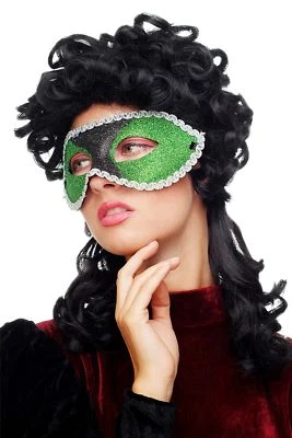 Karneval Venezianisch Halb-Maske Damenmaske grün reptil Society Maskenball 65-62 - Bild 1 von 4