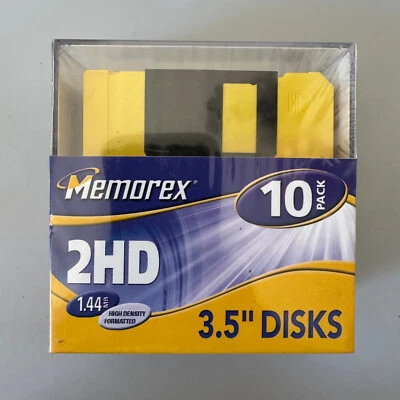 10x MEMOREX Floppy Disks 2HD 3.5" 1.44Mb Colour Diskettes with Plastic Case NEW - Image 1 of 4