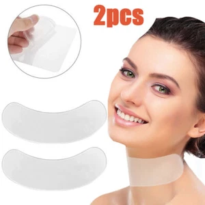 2x Reusable Silicone Anti Wrinkle Chest Neck Face Pads Removal Patch Skin Care - Picture 1 of 12