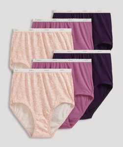 Women's Jockey 6-Pack Brief Classic Comfort (Plum/Floral) Cotton Underwear - Picture 1 of 3