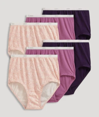 Women's Jockey 6-Pack Brief Classic Comfort (Plum/Floral) Cotton Underwear - Image 1 of 3