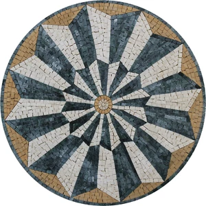Marble Mosaic Round Yellow and Green Wall Floor Art Tiles - Picture 1 of 1