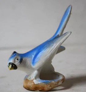 Figura Pájaro Jay Azul Abrazador de Velas Cerámica Pintado a Mano Japón Figura Pájaro Azul - Imagen 1 de 1