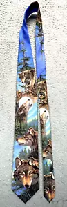 Ralph Marlin Mens Tie Wolf Vintage 1995 132210 Made In USA Polyester 3.63x56 - Afbeelding 1 van 9