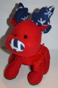 Kellytoy Reindeer Christmas Deer Moose 11" Red White Blue Fleece Plush Soft Toy - Picture 1 of 11