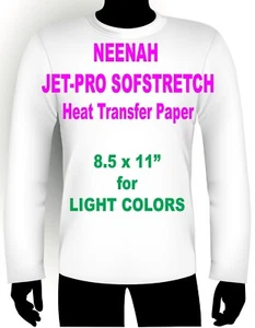 INKJET IRON ON HEAT TRANSFER PAPER NEENAH JETPRO SOFSTRETCH 8.5 X 11" - 125 PK - Picture 1 of 1