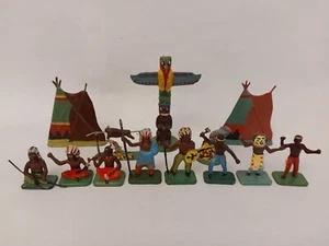 Figuras de juguete vintage raras de plástico de Polonia x13 soldados indios 5-6 cm - Imagen 1 de 19