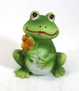 J4 Frog holding orange flower FROG FIGURINE ganz fairy garden - Picture 1 of 12