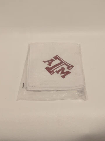 Texas A&M Aggies Golf Towel, 15 x 15 with carabiner, White Cover