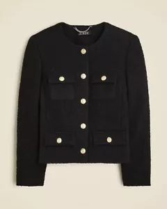$248 NWT J CREW Isabelle Lady Jacket Black Boucle Tweed Blazer Gold Buttons Sz 2 - Picture 1 of 19