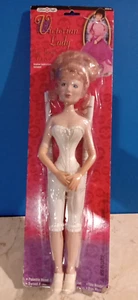 Figura muñeca dama victoriana artesanal de fibra 15" cabeza posable brazos giratorios ganchillo - Imagen 1 de 8