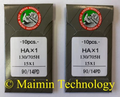 20 ORGAN TITANIUM HOME EMBROIDERY MACHINE NEEDLES 90/14 SHARP 15X1 PD - Image 1 of 2