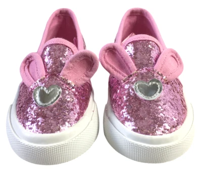 Zapato sin cordones Capelli para niñas pequeñas rosa brillo orejas de conejo talla 6 Zapatilla Pascua Foto 1 de 4