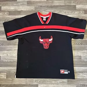 Vintage 90s Nike Chicago Bulls Jersey Shirt Men’s 2XL Black Red Center Swoosh - Picture 1 of 8