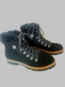 Women's Report Quinn Winter Boots Lace Up Black Suede With Fur Accent Sz 9 NWOB - Picture 1 of 12