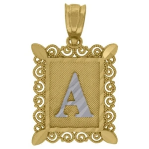 Real 10KT White Or Yellow Gold Diamond Cut Initial A Charm Pendant Small Tiny - Picture 1 of 2