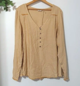 True Craft Shirt Womens Large Beige Boho Peasant NWT Long Sleeve Henley Ladies - Picture 1 of 5