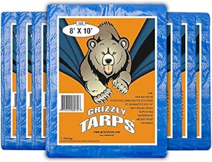 Grizzly Tarps by 8' X 10' Large Multi-Purpose Waterproof Heavy Duty Poly Tarp w - Picture 1 of 12