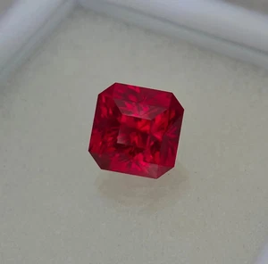 10 mm Natural Mozambique Red Ruby Asscher Cut Certified Loose GEMSTONE 5.70 Ct - Picture 1 of 5